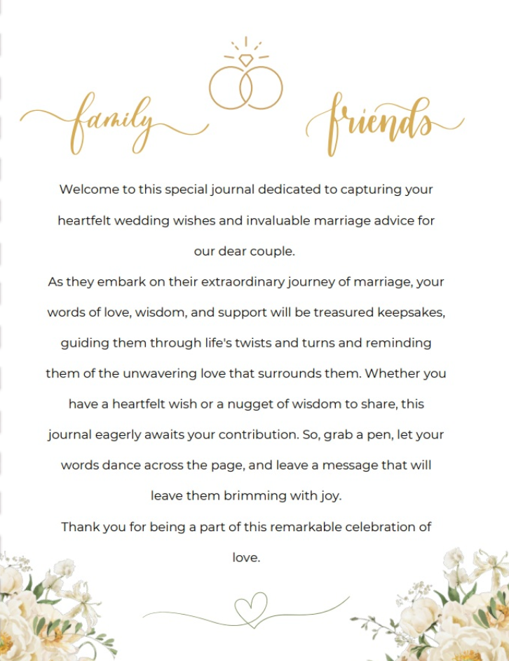 "A Good Thing" Wedding Wishes & Advice Journal
