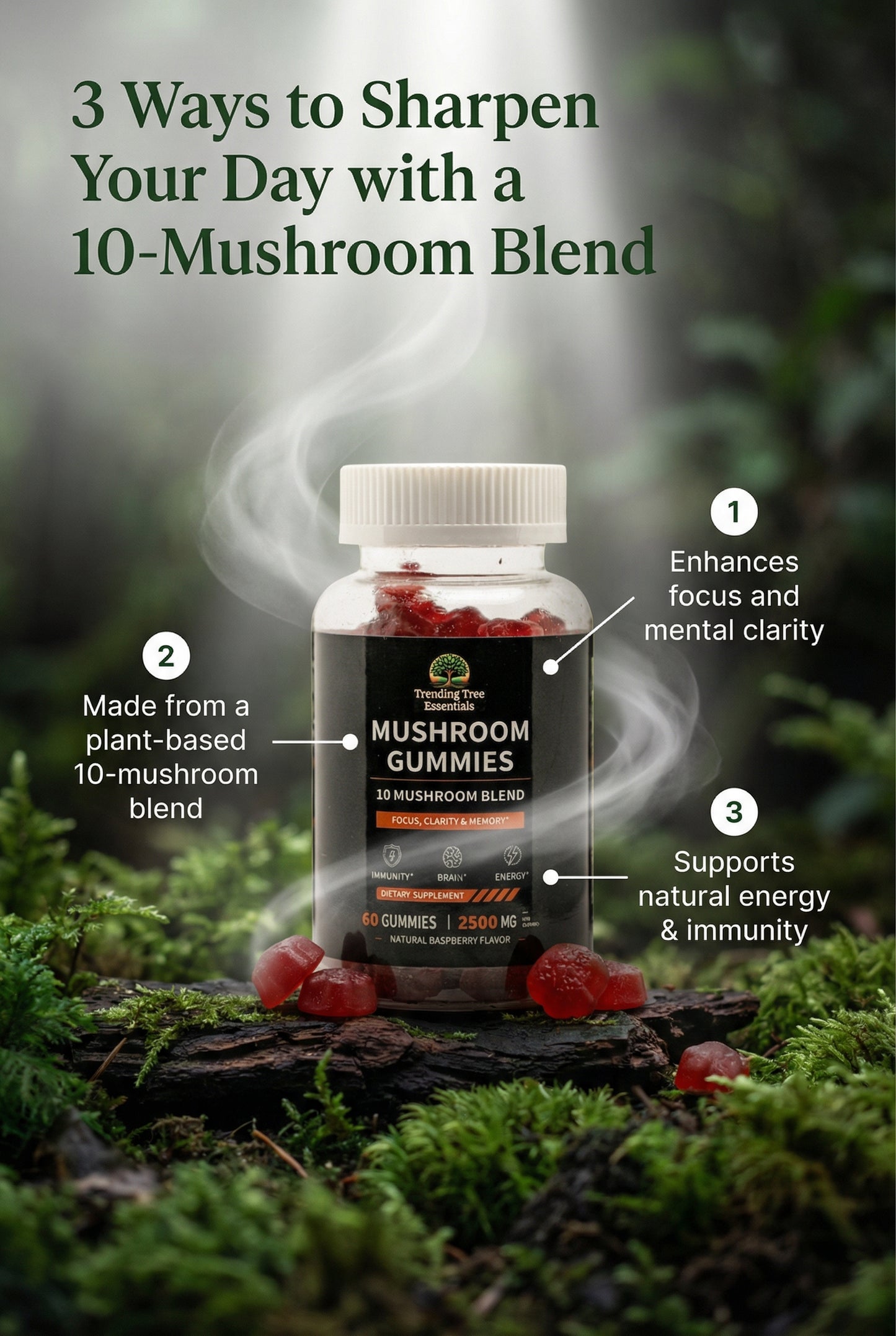 Trending Tree Essentials Mushroom Gummies-10 Blend (60 CT)